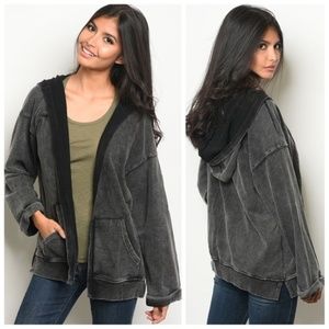 Black Washed Cardigan Jacket